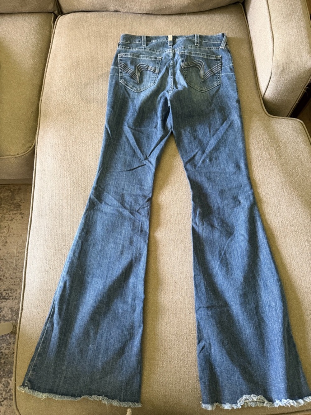 Ariat Blue Flared Jeans with Raw Hem - Picture 10 of 10